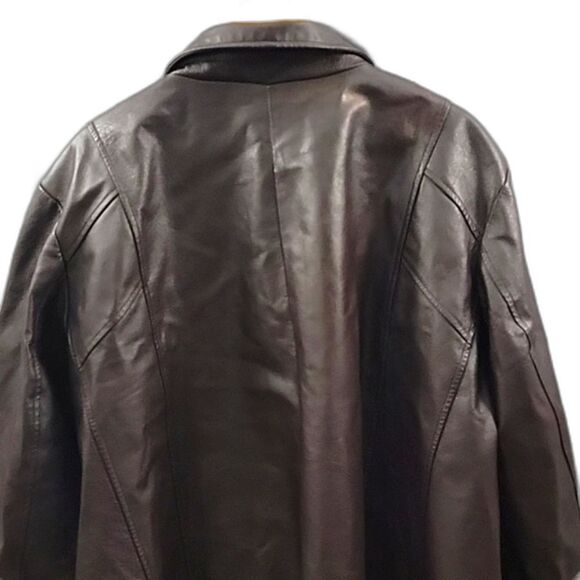 Maggie Barnes WASHABLE stretch Leather jacket Brown full zip collared woman's 4X - Picture 11 of 13